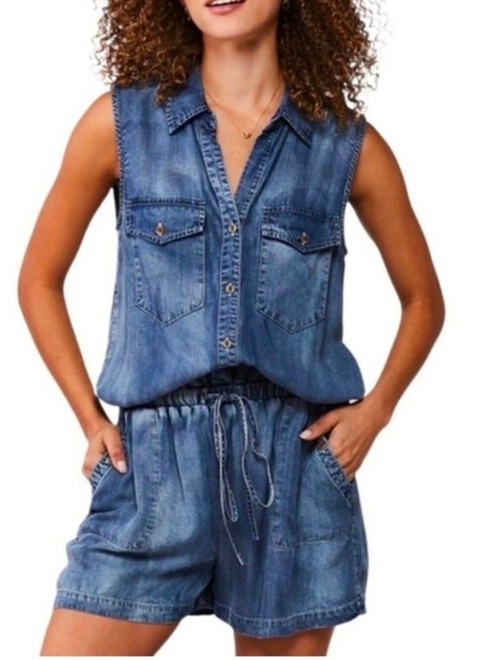 {Velvet Heart} Chambray Tencel Romper